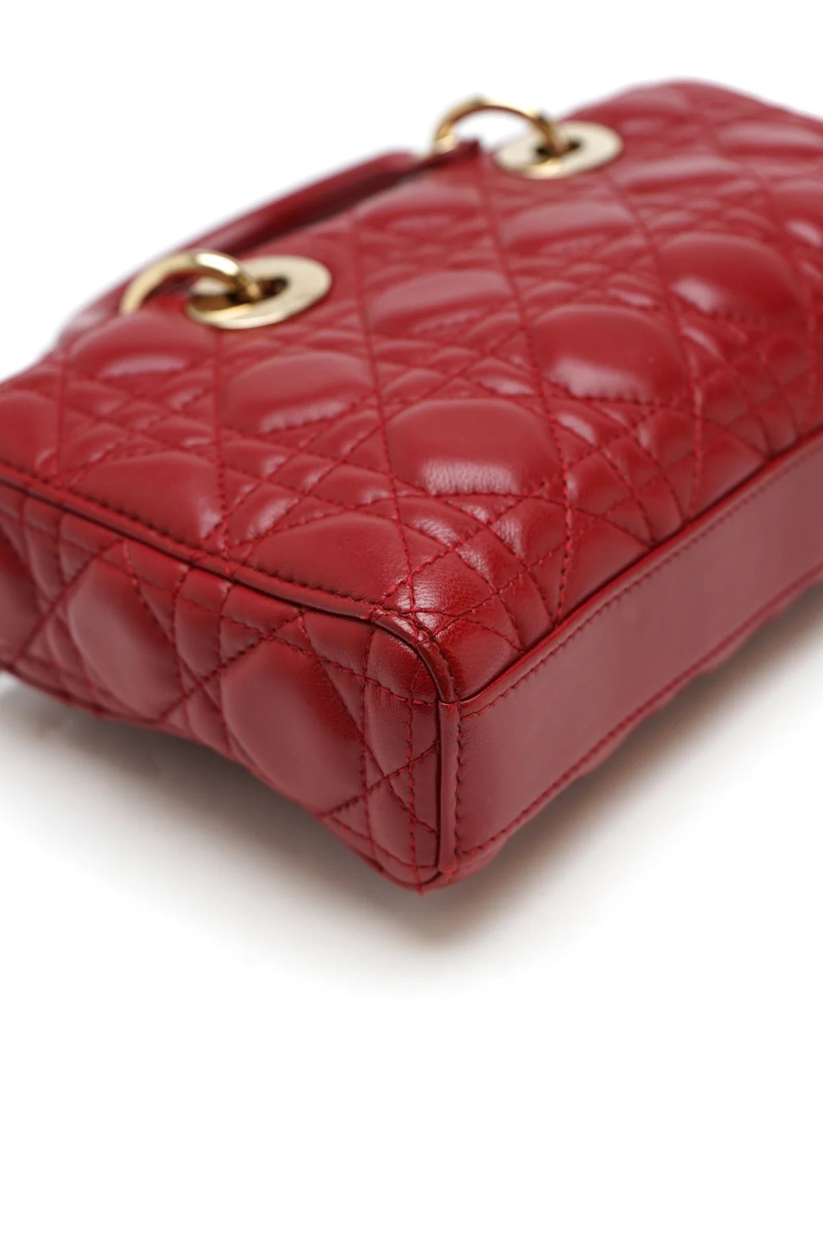 Christian Dior Lambskin Cannage Medium Lady D-Joy Red