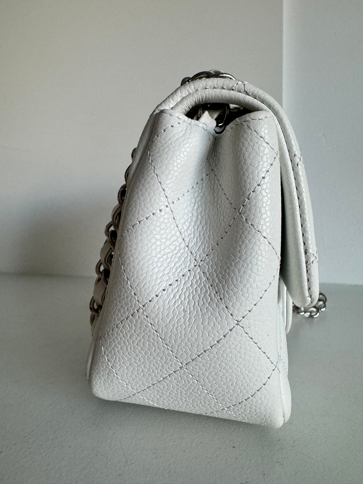 Chanel Classic Caviar Mini Square Flap Bag, white