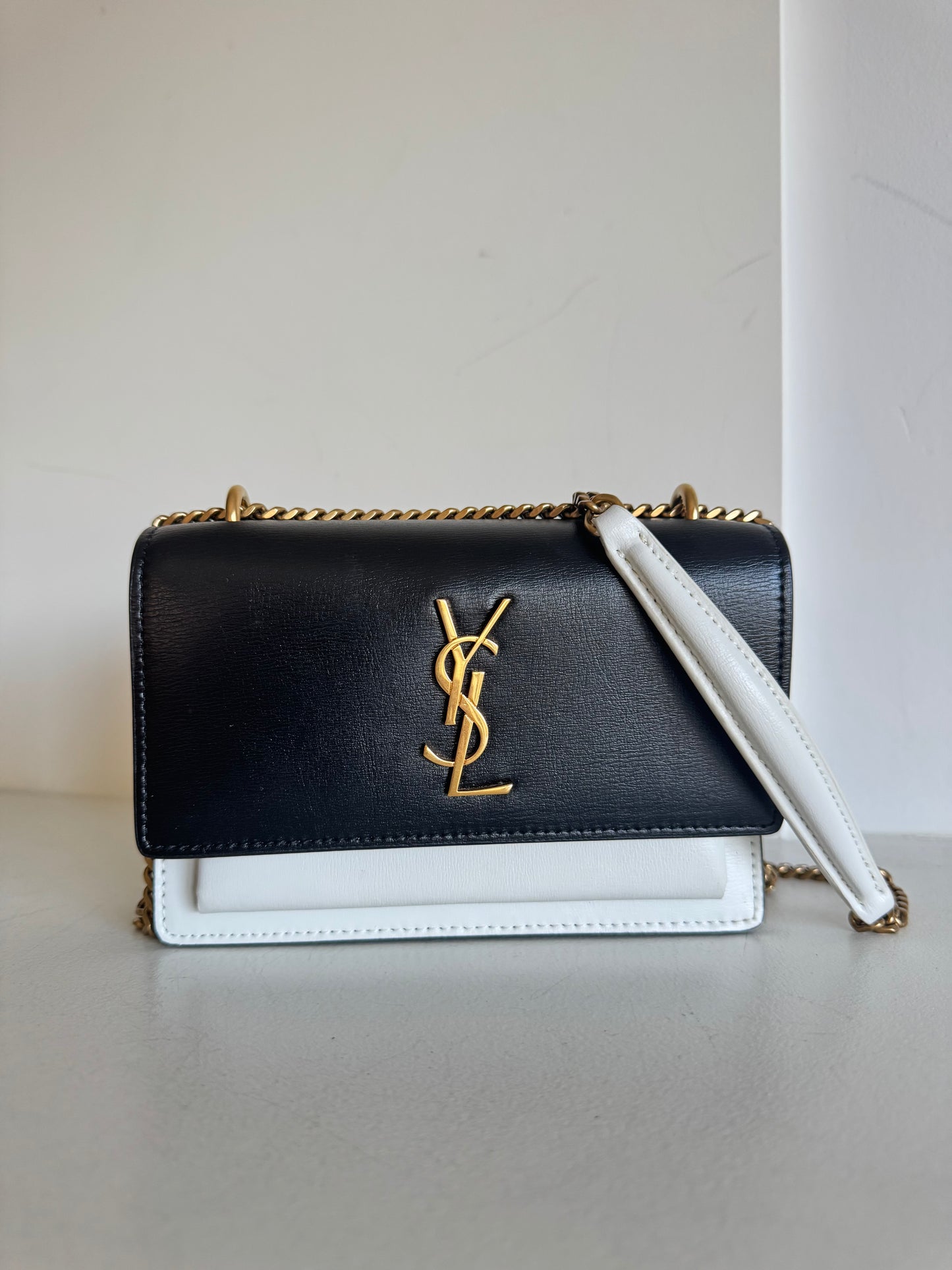 Saint Laurent sunset mini two tone bag