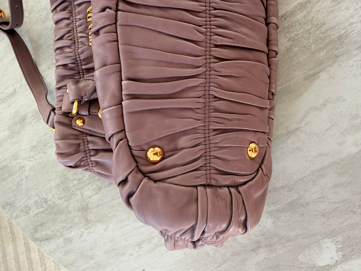 Prada Nappa Gaufre (Ruched) Leather Tote