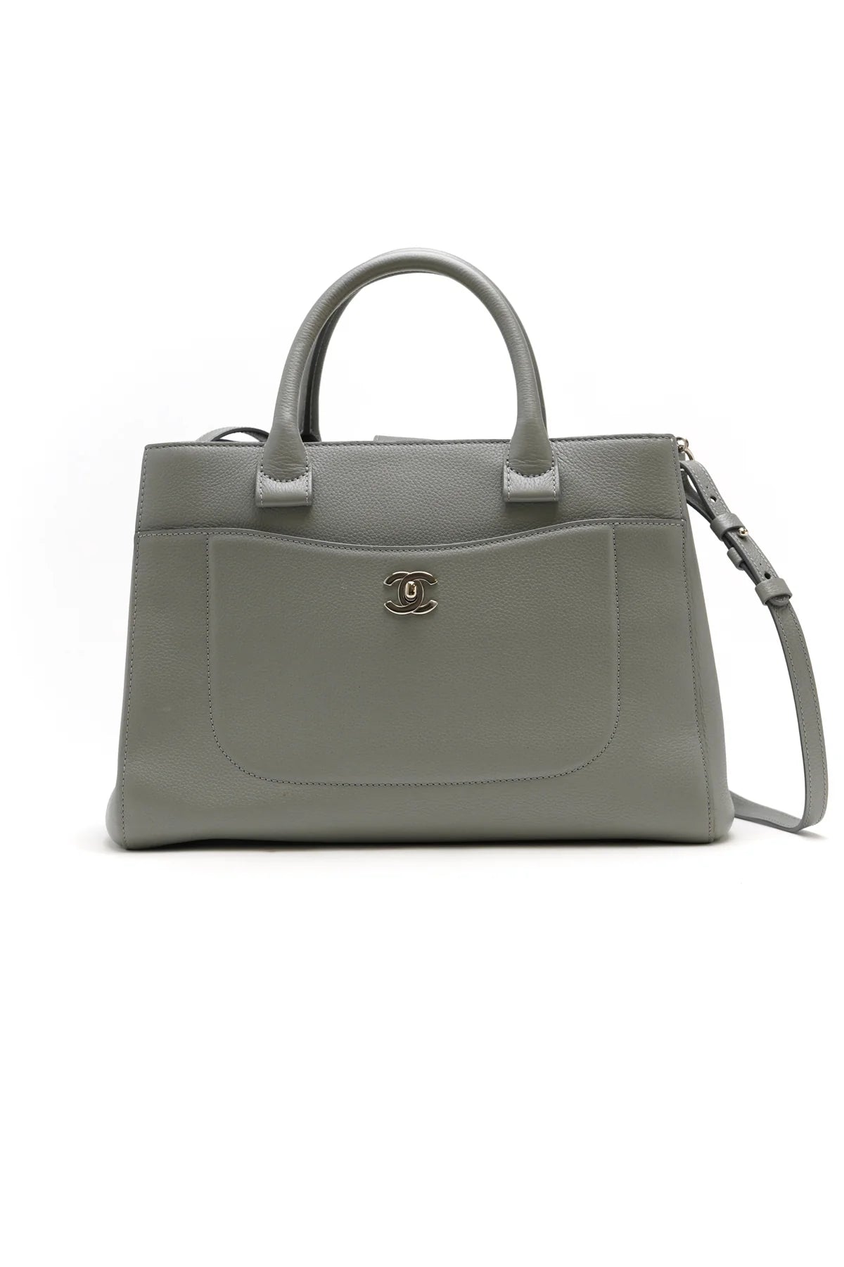 Chanel Grained Calfskin Small Neo Executive Shopper Tote Grey