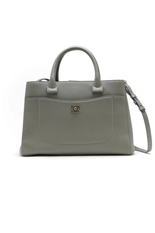 Chanel Grained Calfskin Small Neo Executive Shopper Tote Grey