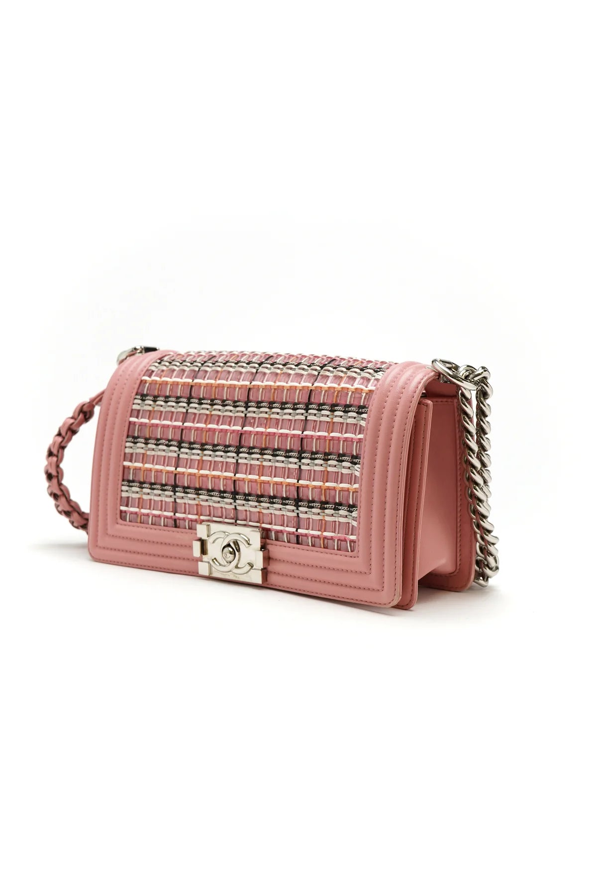 Chanel Boy Flap Bag Woven PVC with Lambskin Old Medium