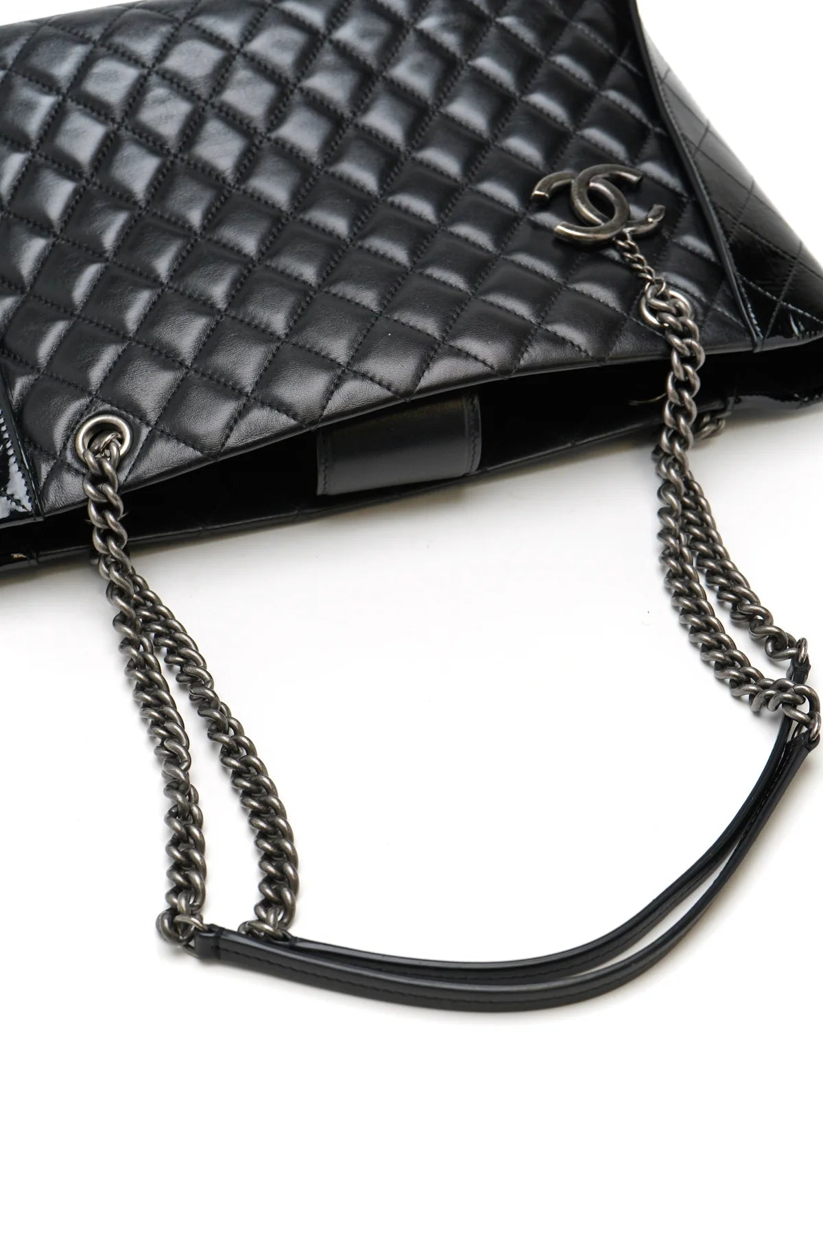 Chanel Lambskin Quilted Shopping Tote Black