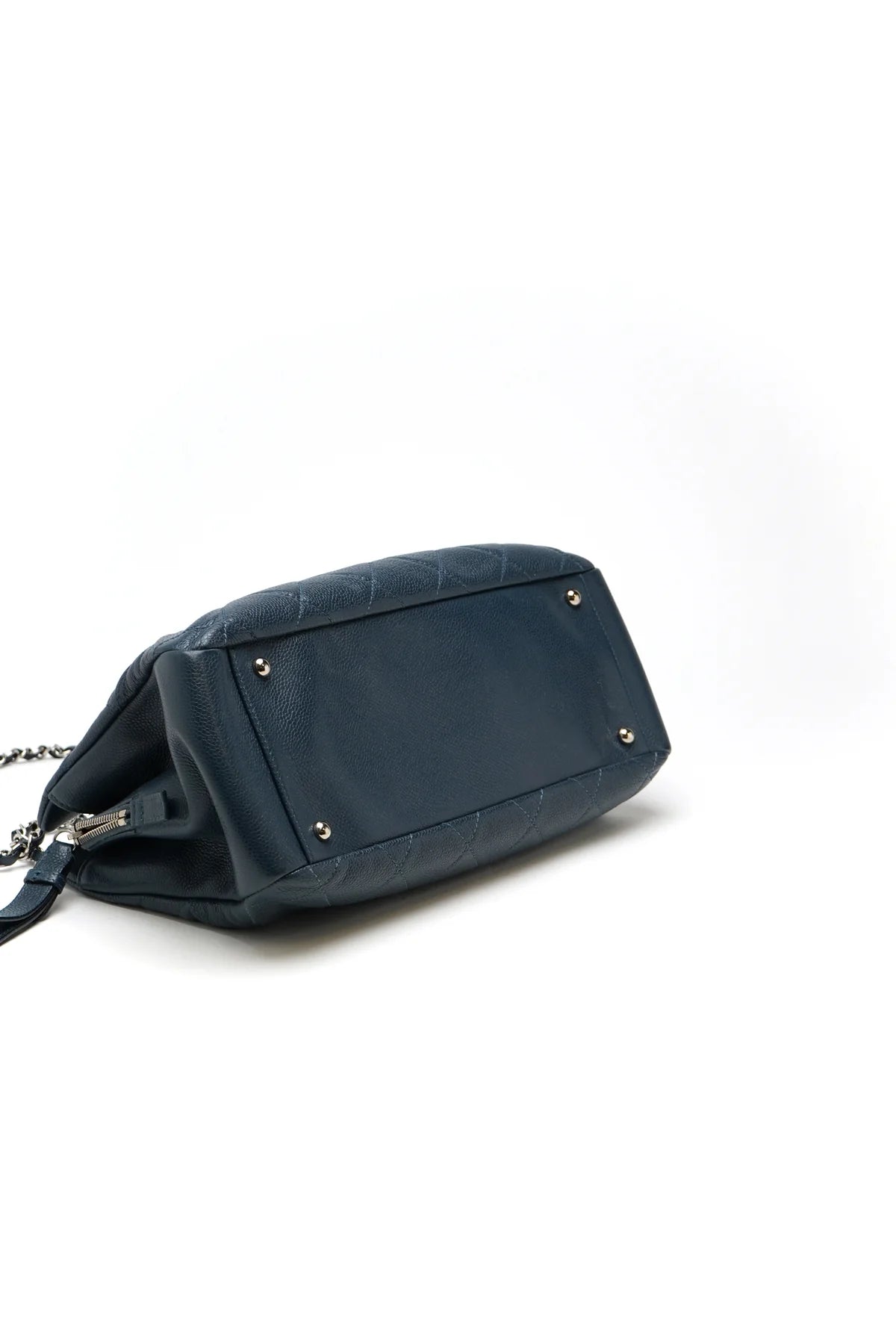 Chanel Caviar Quilted Timeless CC GST Tote Dark Navy Blue