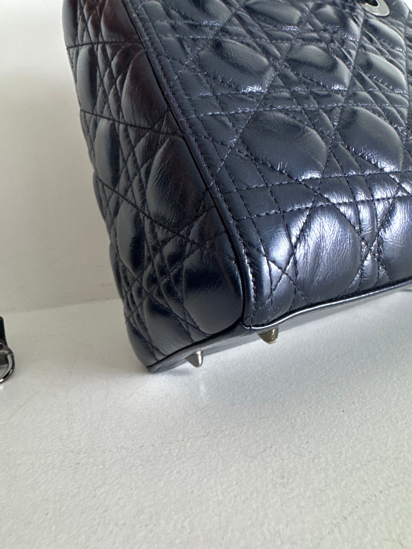 Christian Dior Medium Lady Navy with signature Cannage Stitching