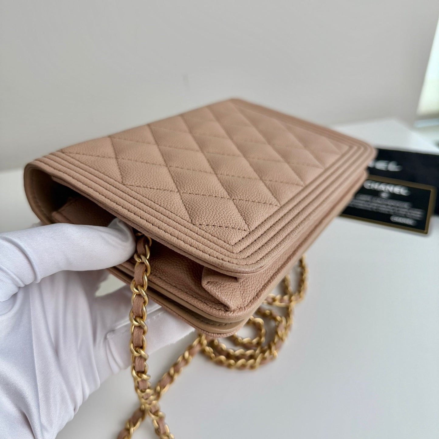 Chanel Dark Beige Boy Caviar WOC