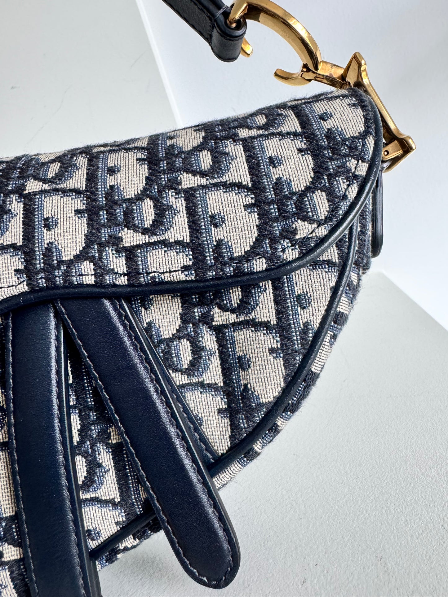 Christian Dior Mini Saddle Oblique Jacquard Bag with strap