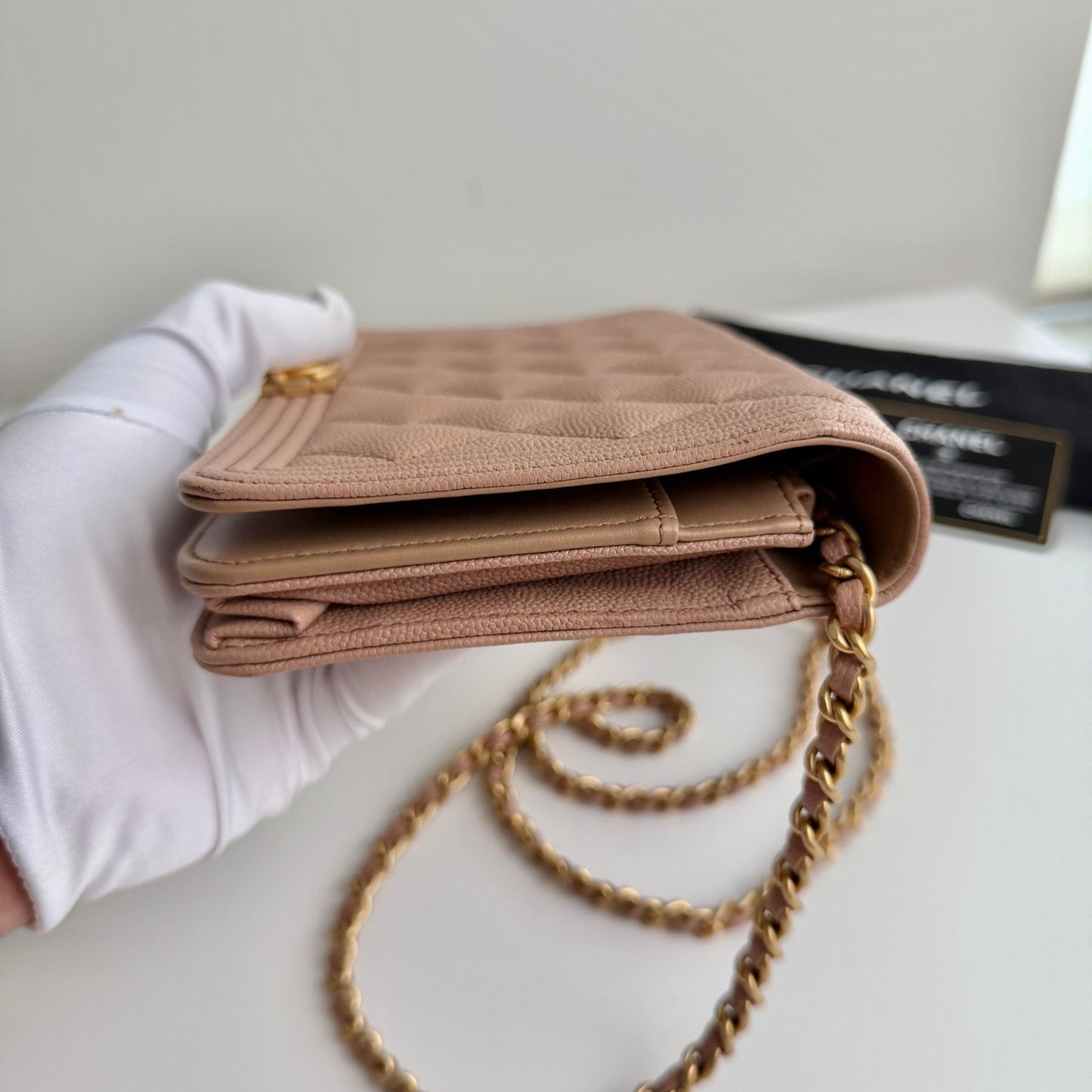 Chanel Dark Beige Boy Caviar WOC