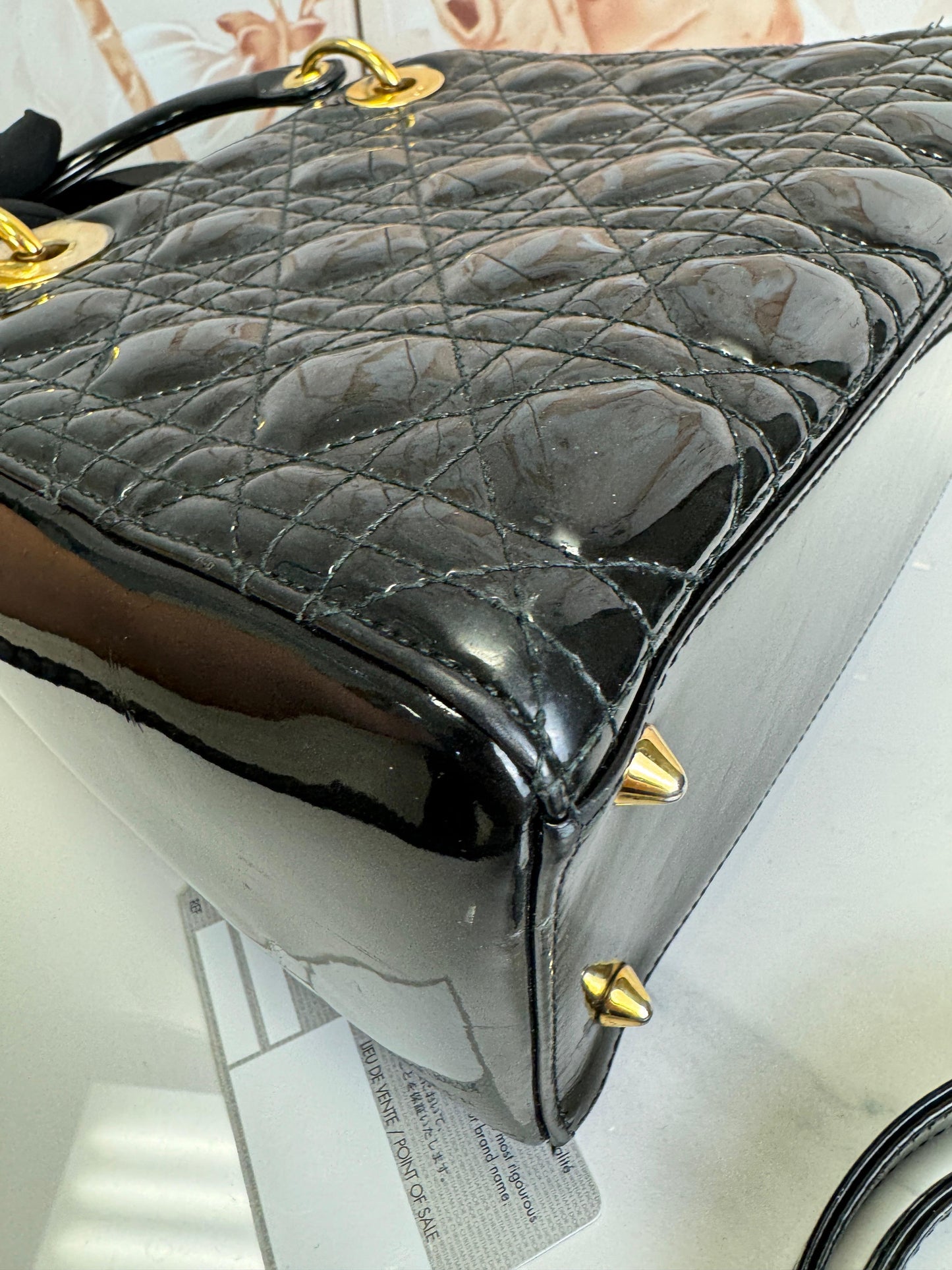 Christian Dior Patent Cannage Medium Lady Dior Black