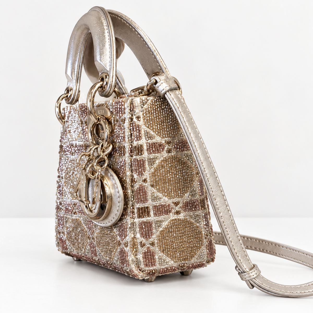 Christian Dior Beaded Cannage Embroidered Micro Lady Dior