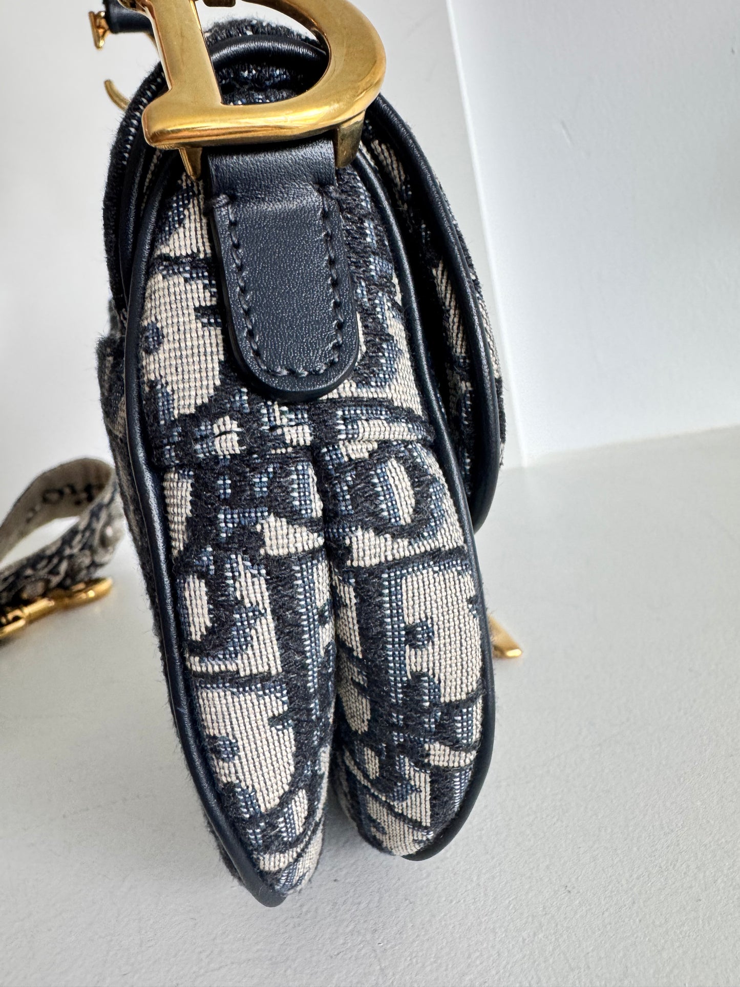 Christian Dior Mini Saddle Oblique Jacquard Bag with strap