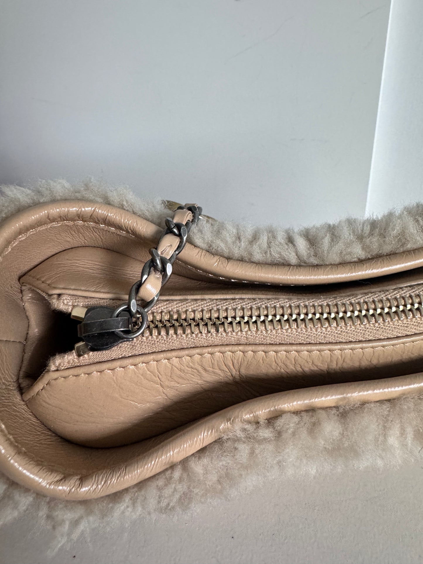 Chanel Gabrielle Hobo Small Shearling beige