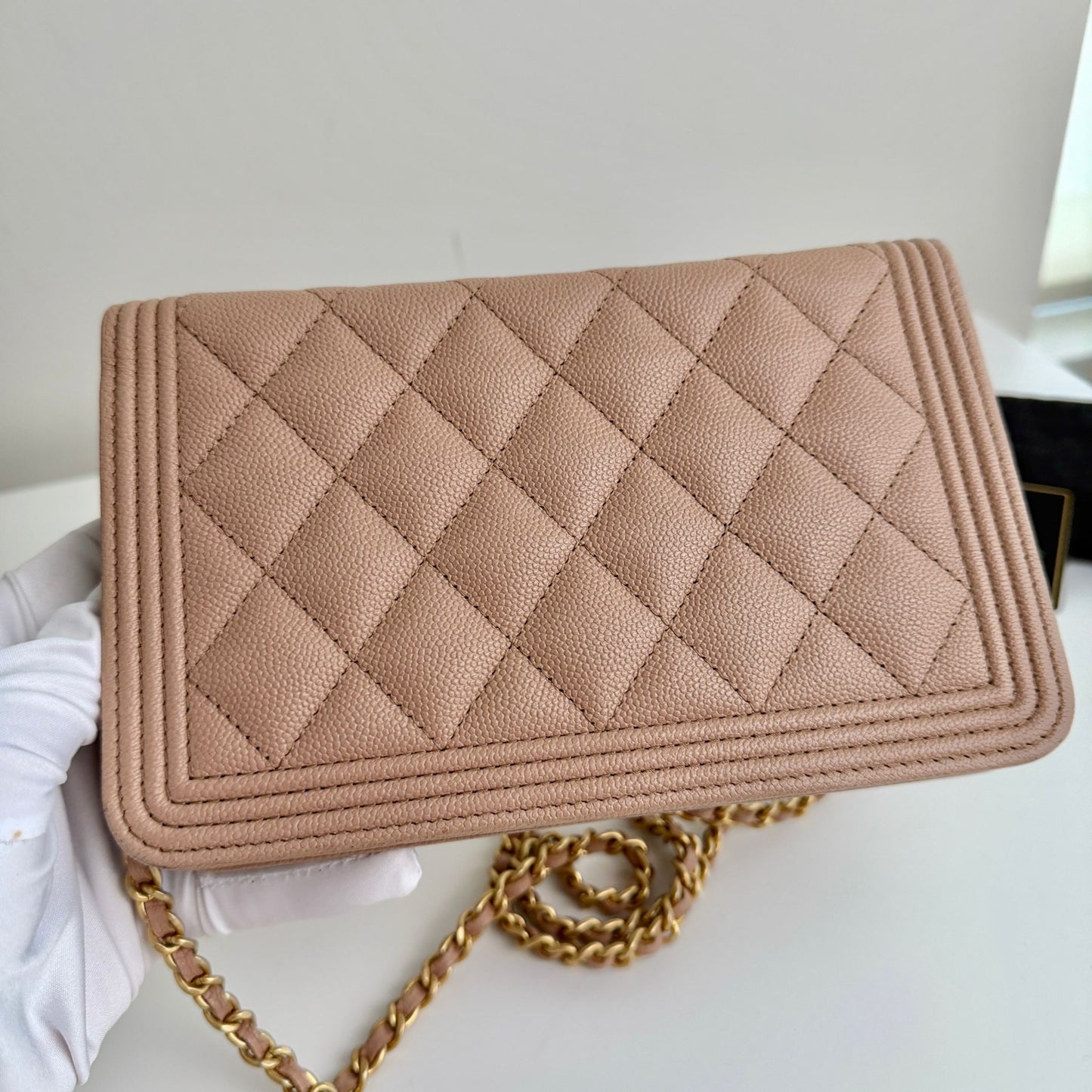 Chanel Dark Beige Boy Caviar WOC