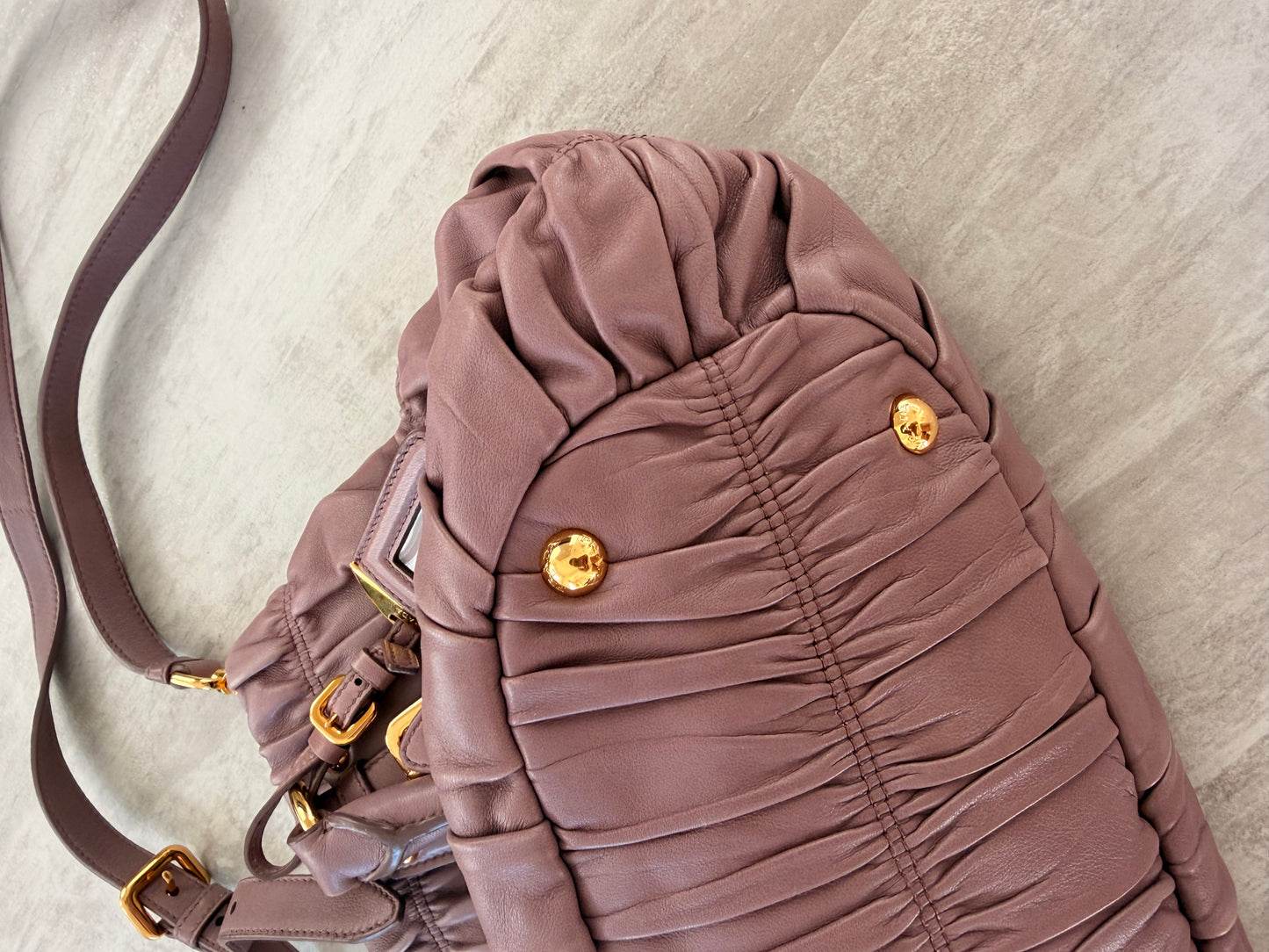 Prada Nappa Gaufre (Ruched) Leather Tote