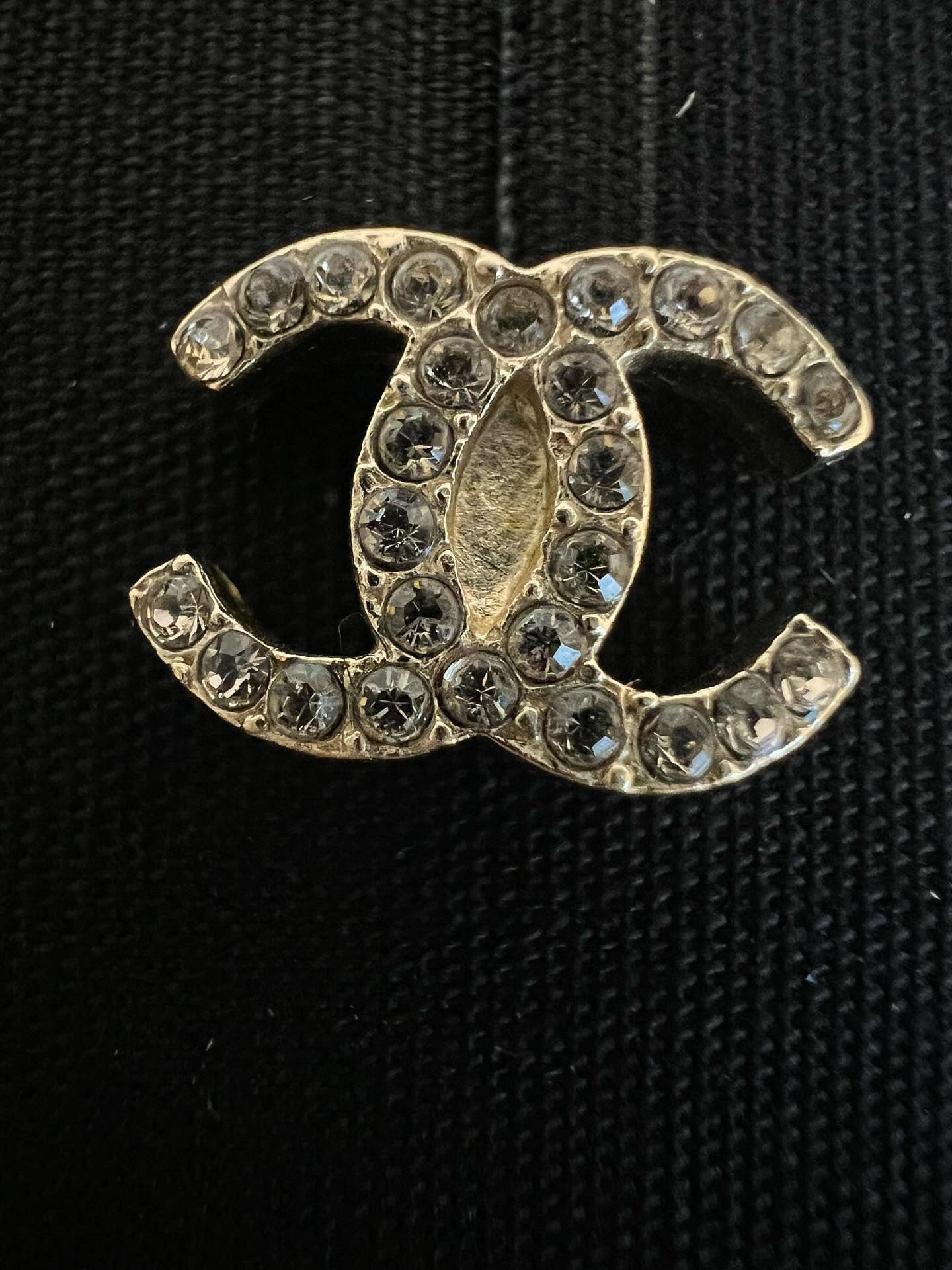 Chanel crystal CC stud earrings