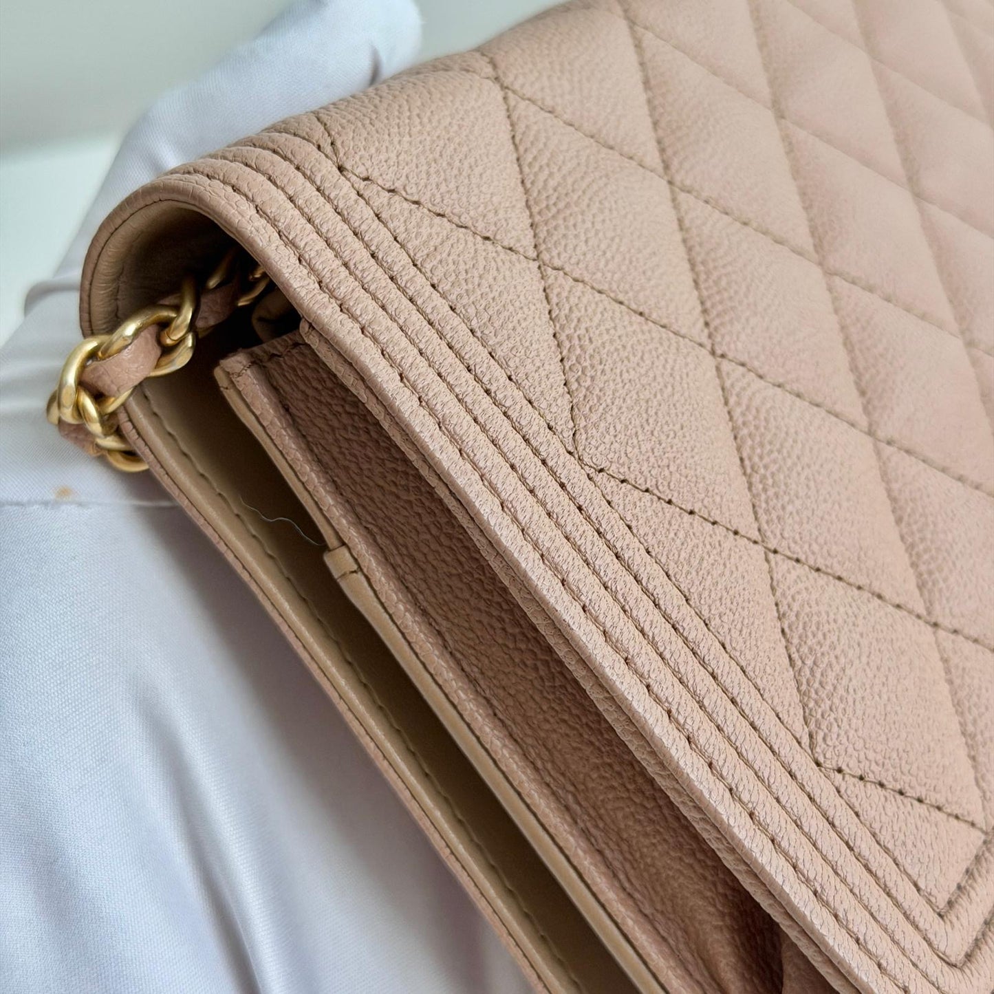 Chanel Dark Beige Boy Caviar WOC