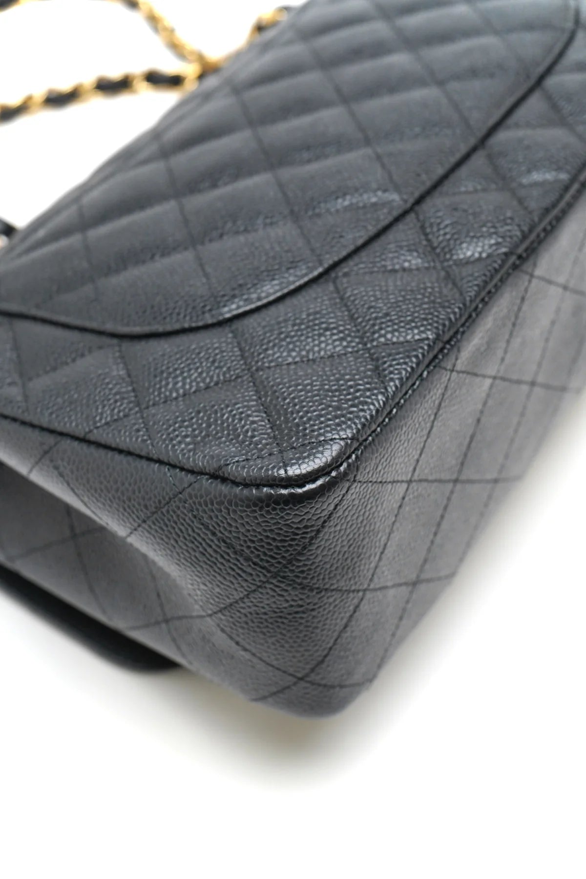 Chanel Caviar Quilted Jumbo Double Flap Black and gold