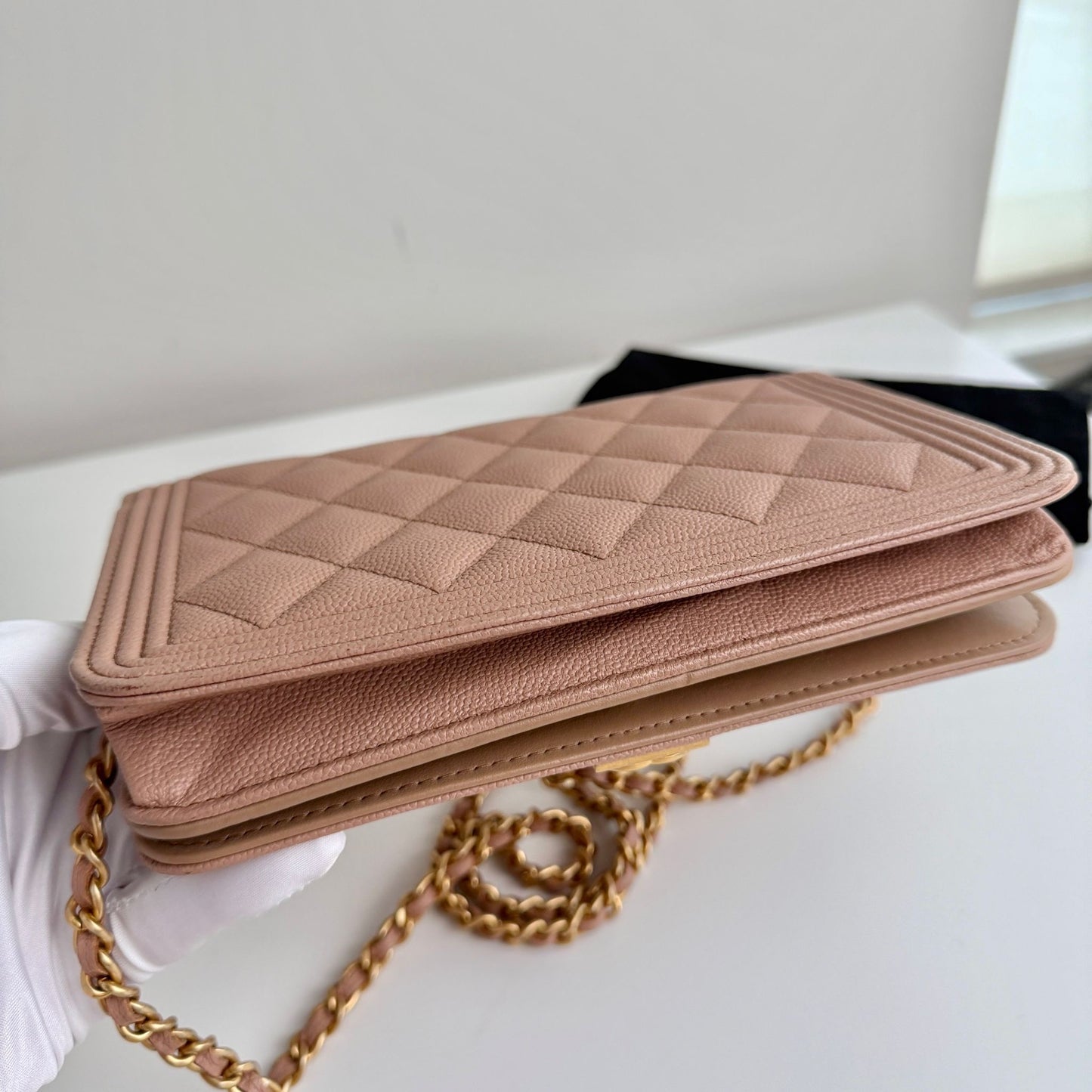 Chanel Dark Beige Boy Caviar WOC