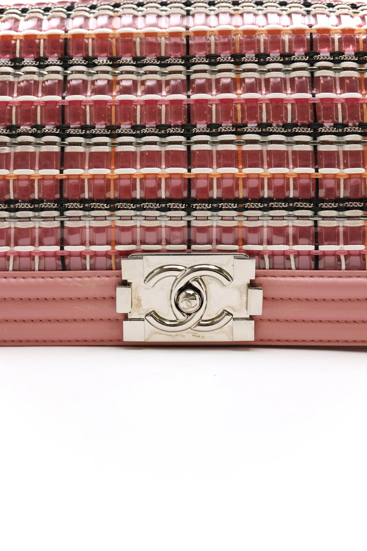 Chanel Boy Flap Bag Woven PVC with Lambskin Old Medium