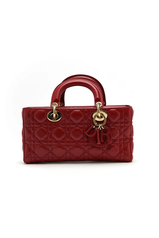 Christian Dior Lambskin Cannage Medium Lady D-Joy Red
