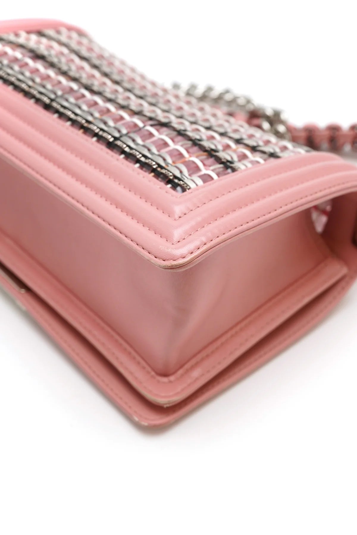 Chanel Boy Flap Bag Woven PVC with Lambskin Old Medium