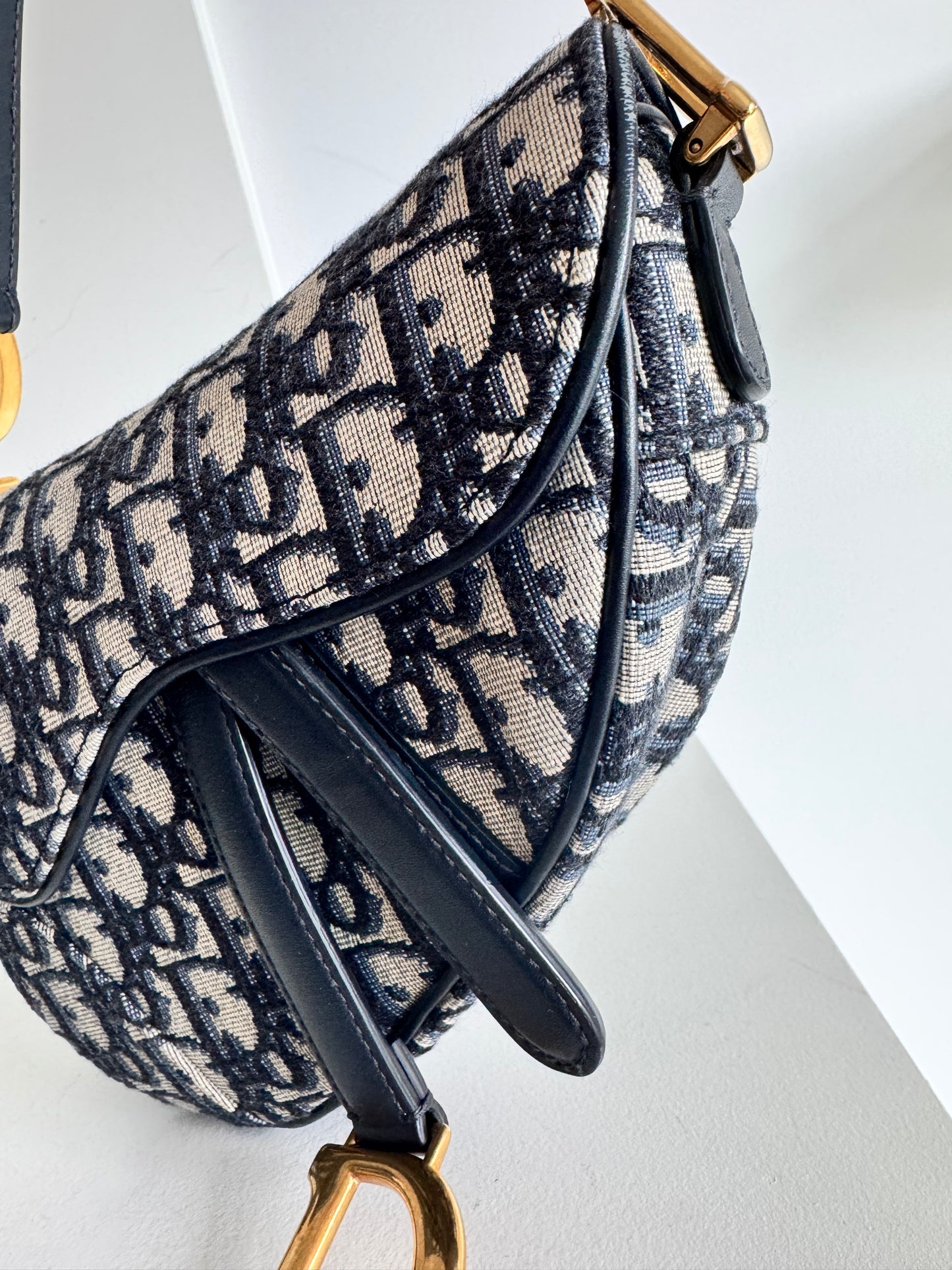 Christian Dior Mini Saddle Oblique Jacquard Bag with strap