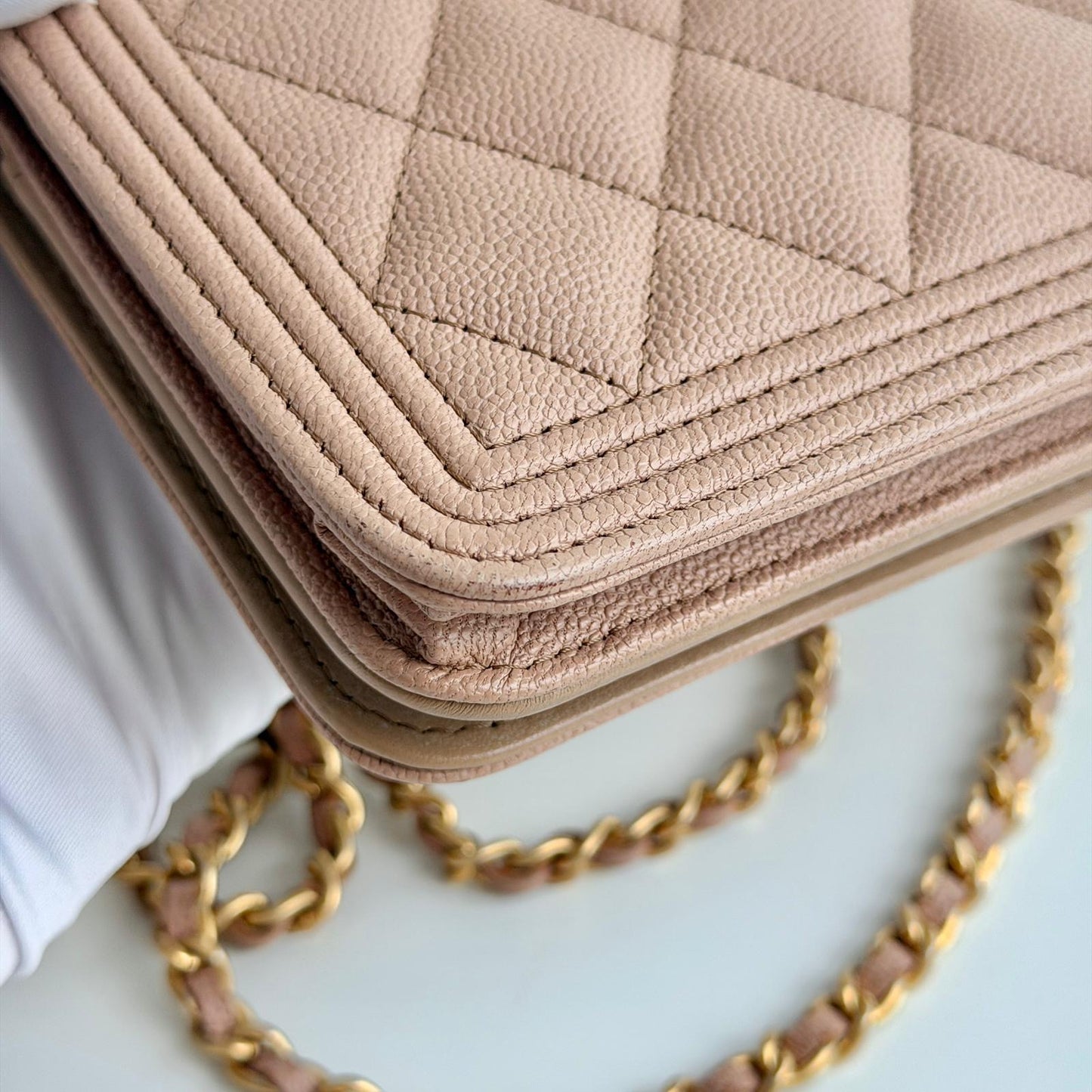 Chanel Dark Beige Boy Caviar WOC