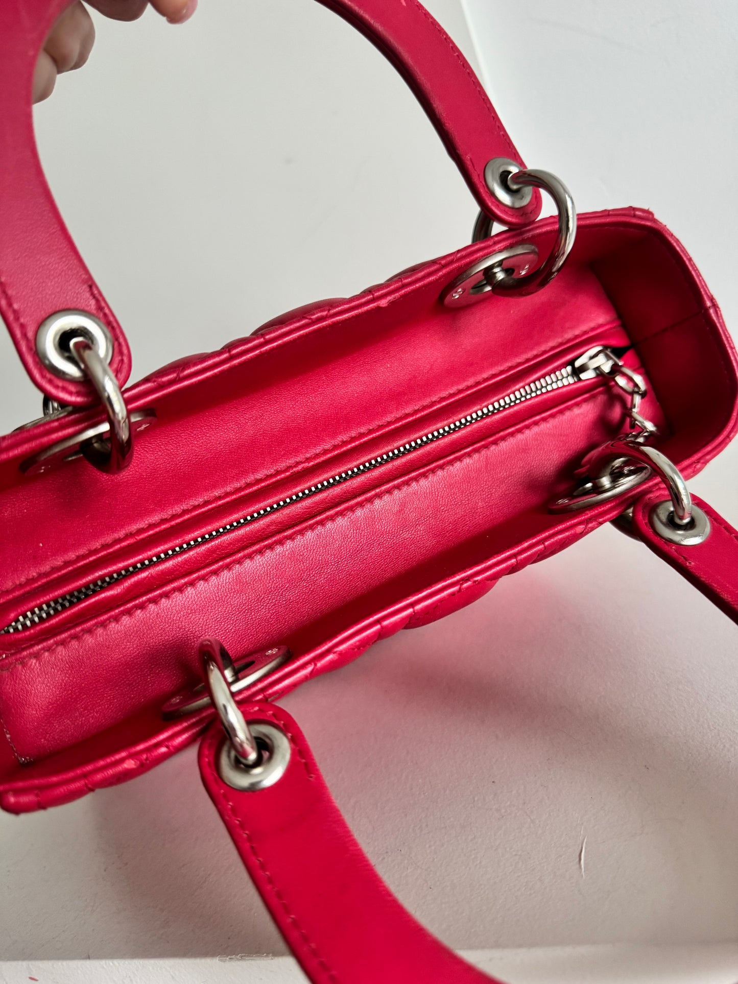 Christian Dior medium Lady, pink with signature Cannage stitching