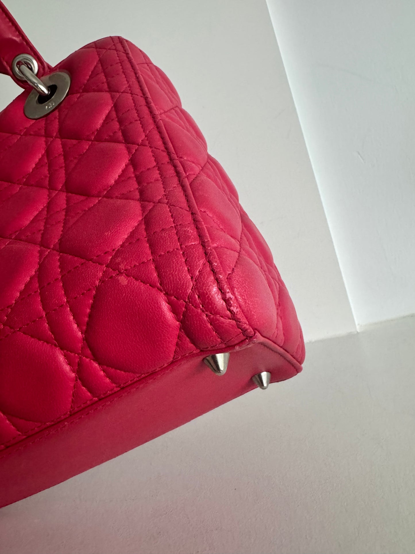 Christian Dior medium Lady, pink with signature Cannage stitching