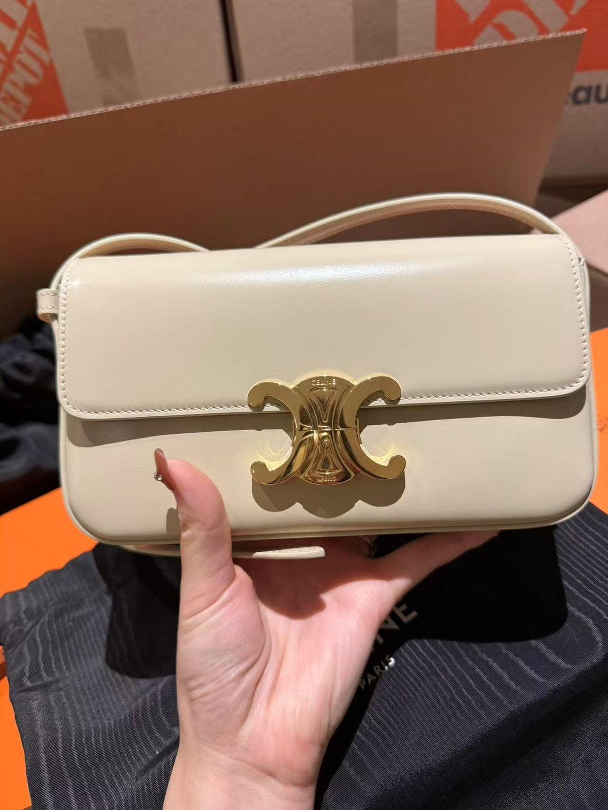 Celine Shiny Calfskin Claude Shoulder Bag