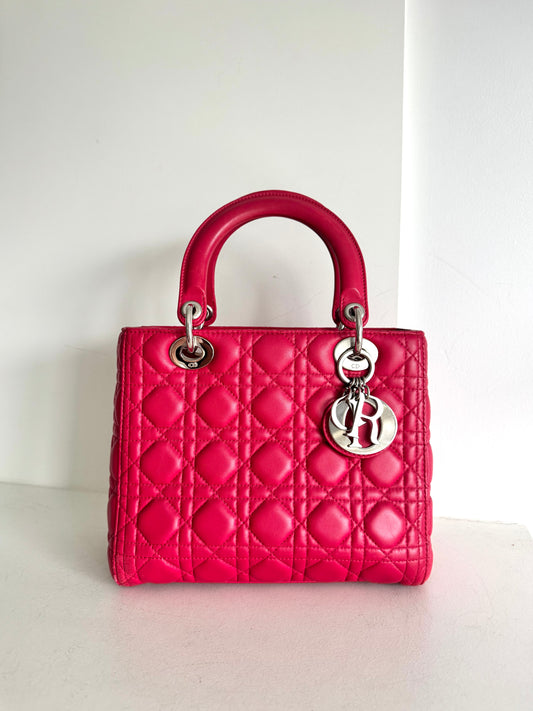 Christian Dior medium Lady, pink with signature Cannage stitching
