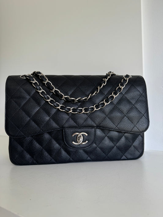 Chanel jumbo caviar double flap bag