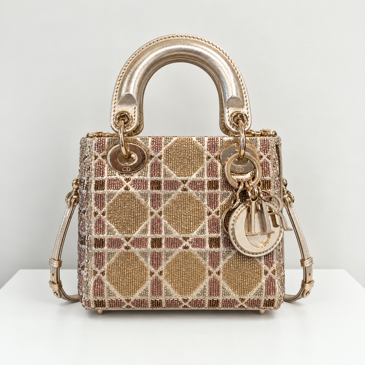 Christian Dior Beaded Cannage Embroidered Micro Lady Dior