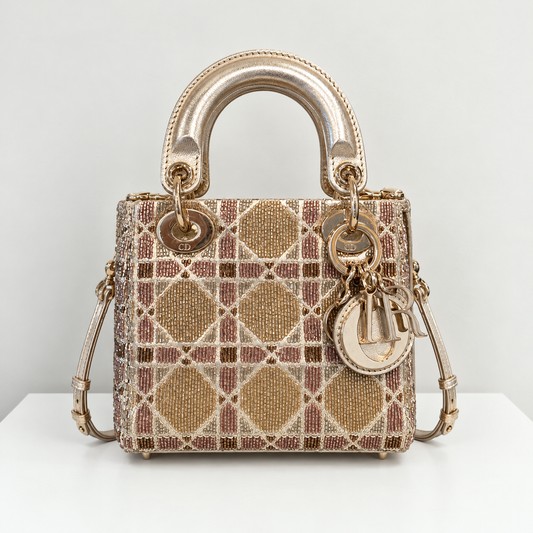 Christian Dior Beaded Cannage Embroidered Micro Lady Dior