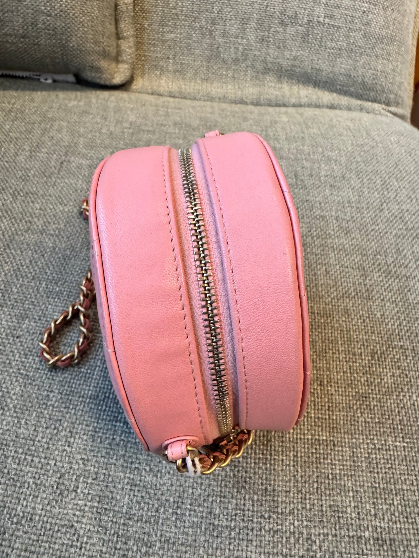 Chanel round mini Lambskin bag, pink