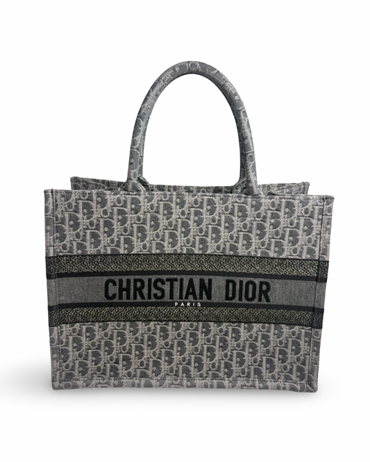 Christian Dior Medium Book Tote Oblique Grey