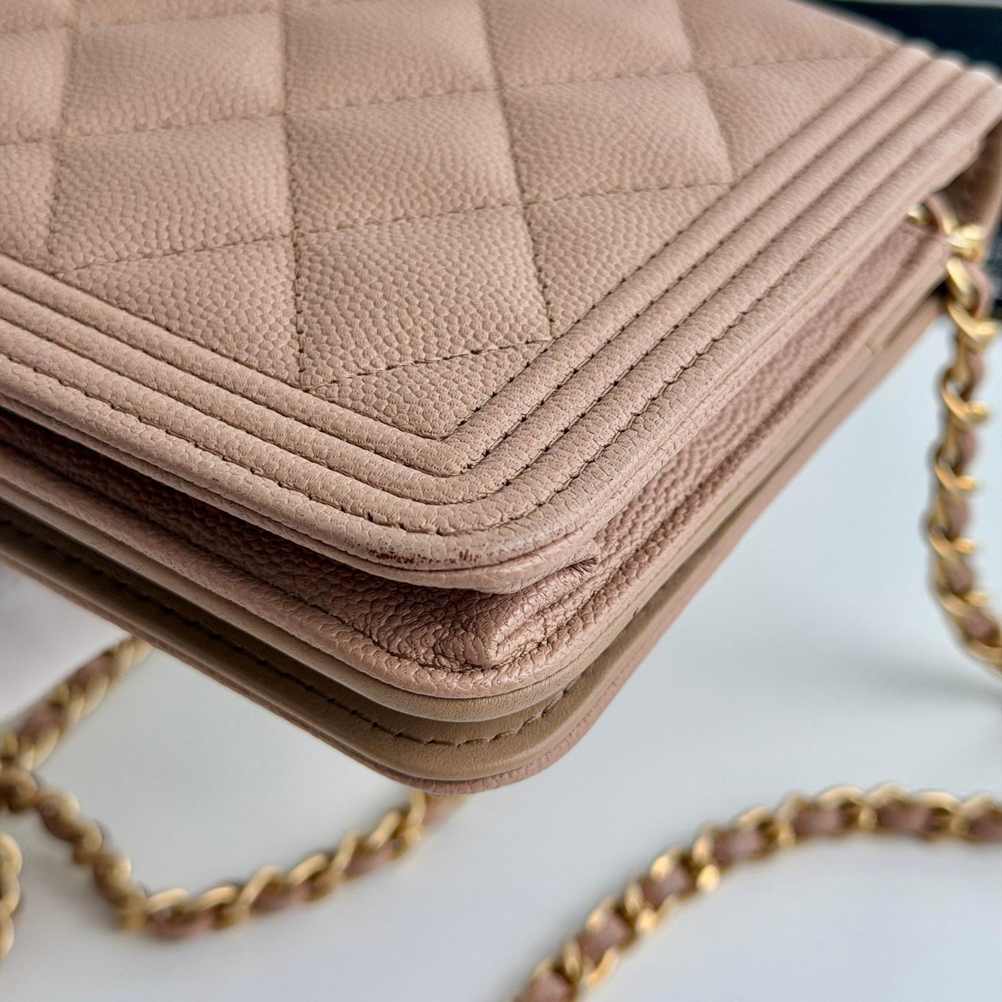 Chanel Dark Beige Boy Caviar WOC