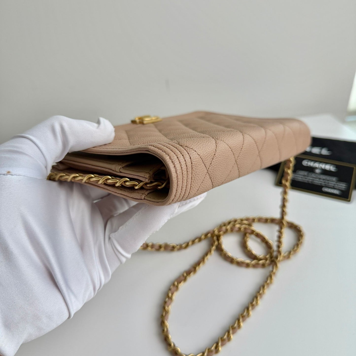 Chanel Dark Beige Boy Caviar WOC