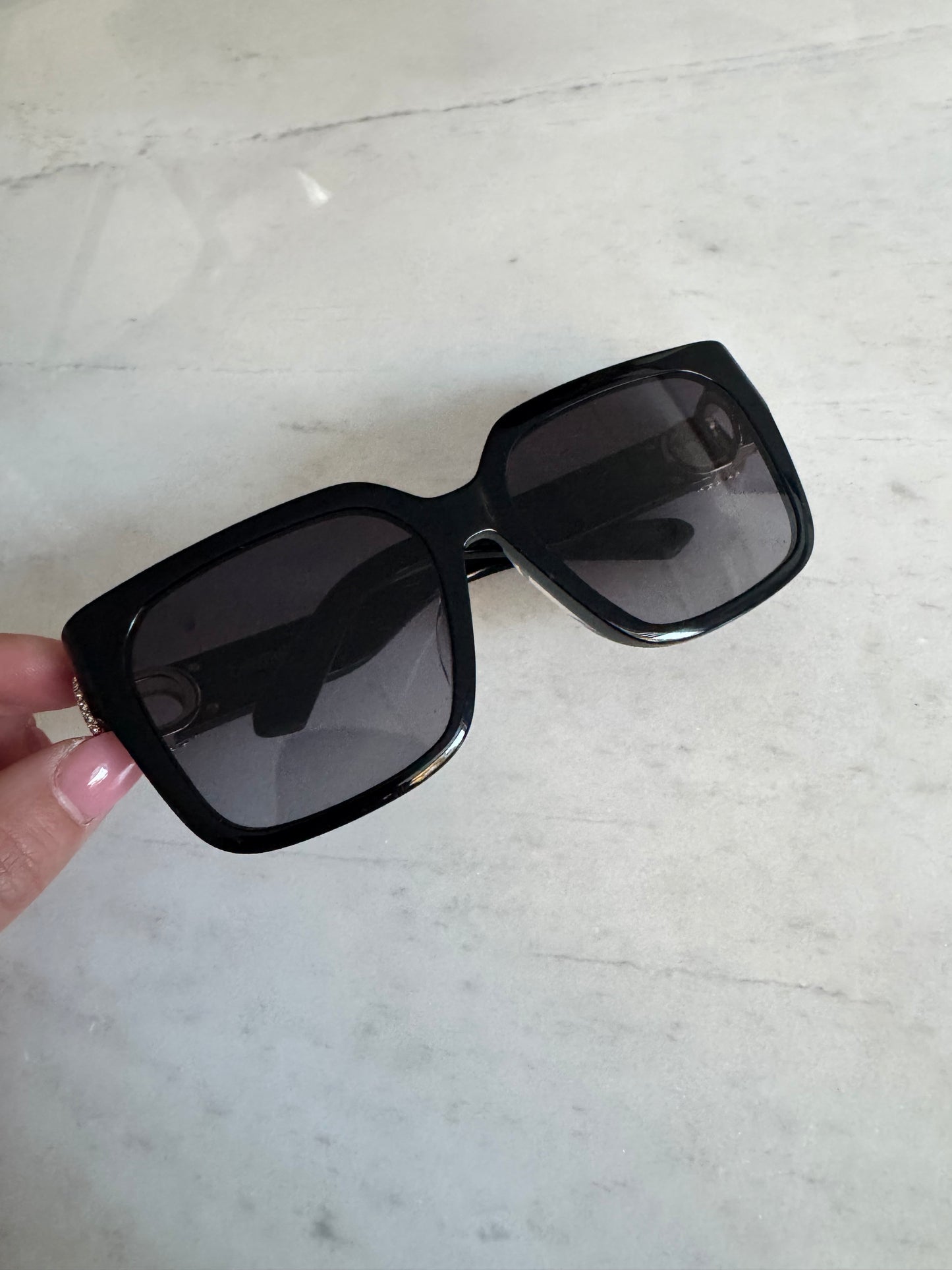Christian Dior Black Square shape Crystal detailing
