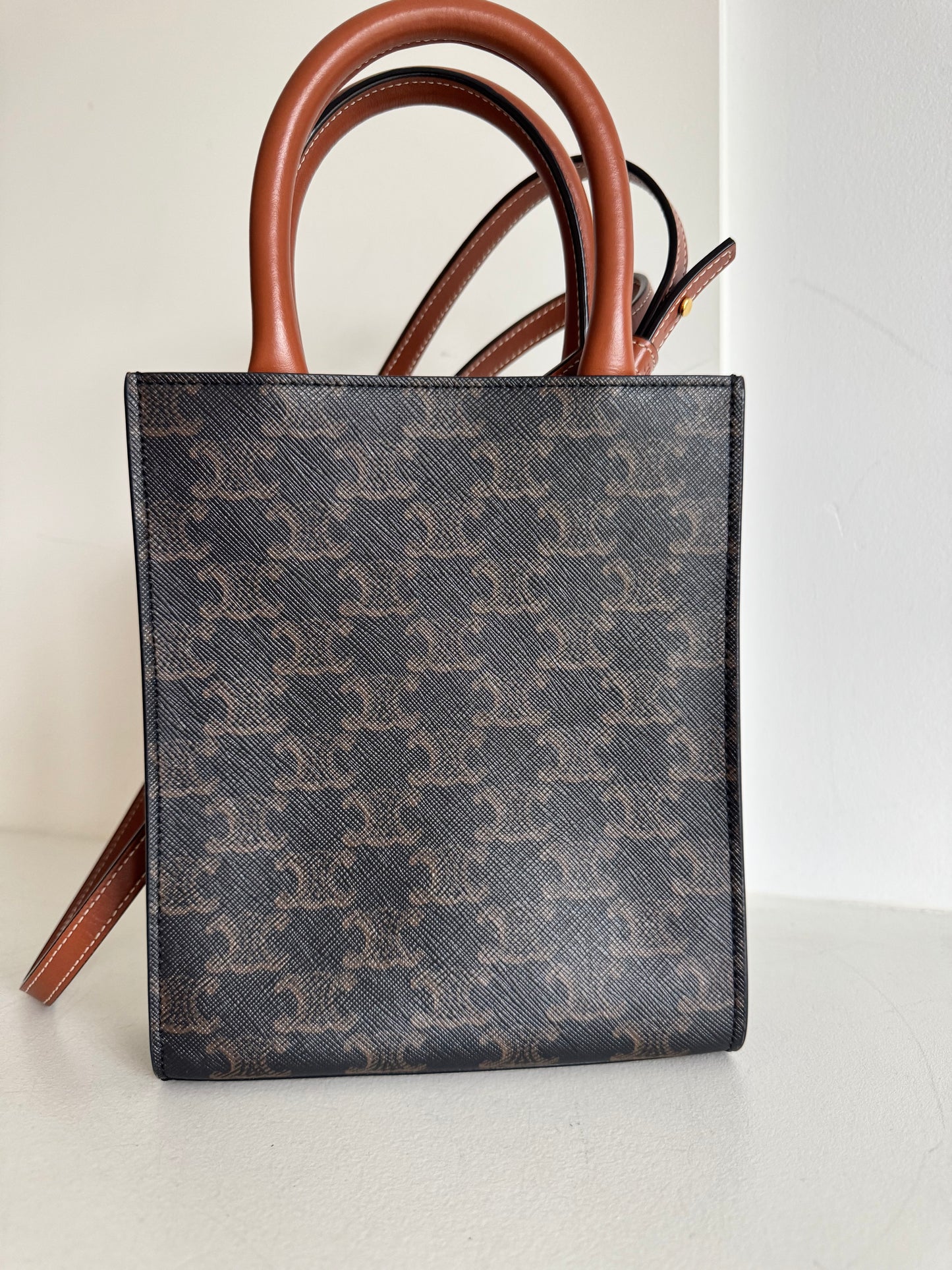 Celine Mini Vertical Cabas Triomphe Tote - Brown