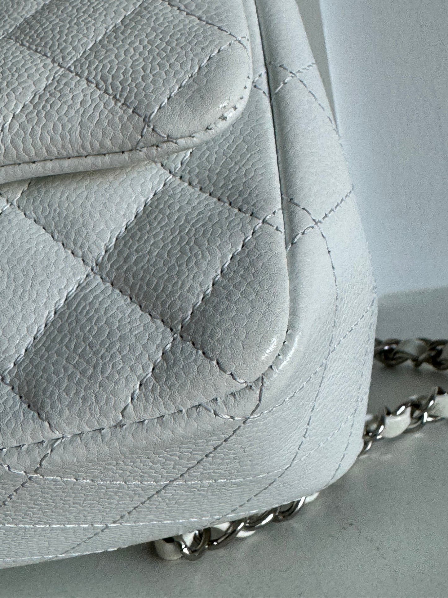 Chanel Classic Caviar Mini Square Flap Bag, white