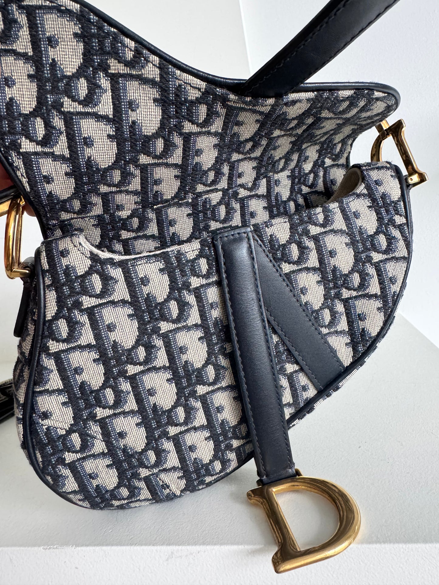 Christian Dior Mini Saddle Oblique Jacquard Bag with strap