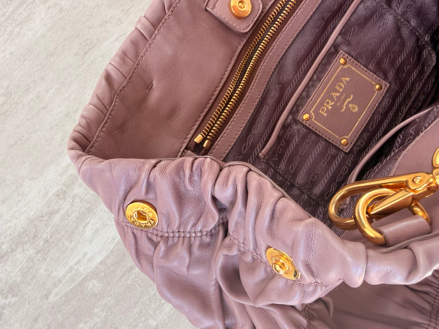 Prada Nappa Gaufre (Ruched) Leather Tote