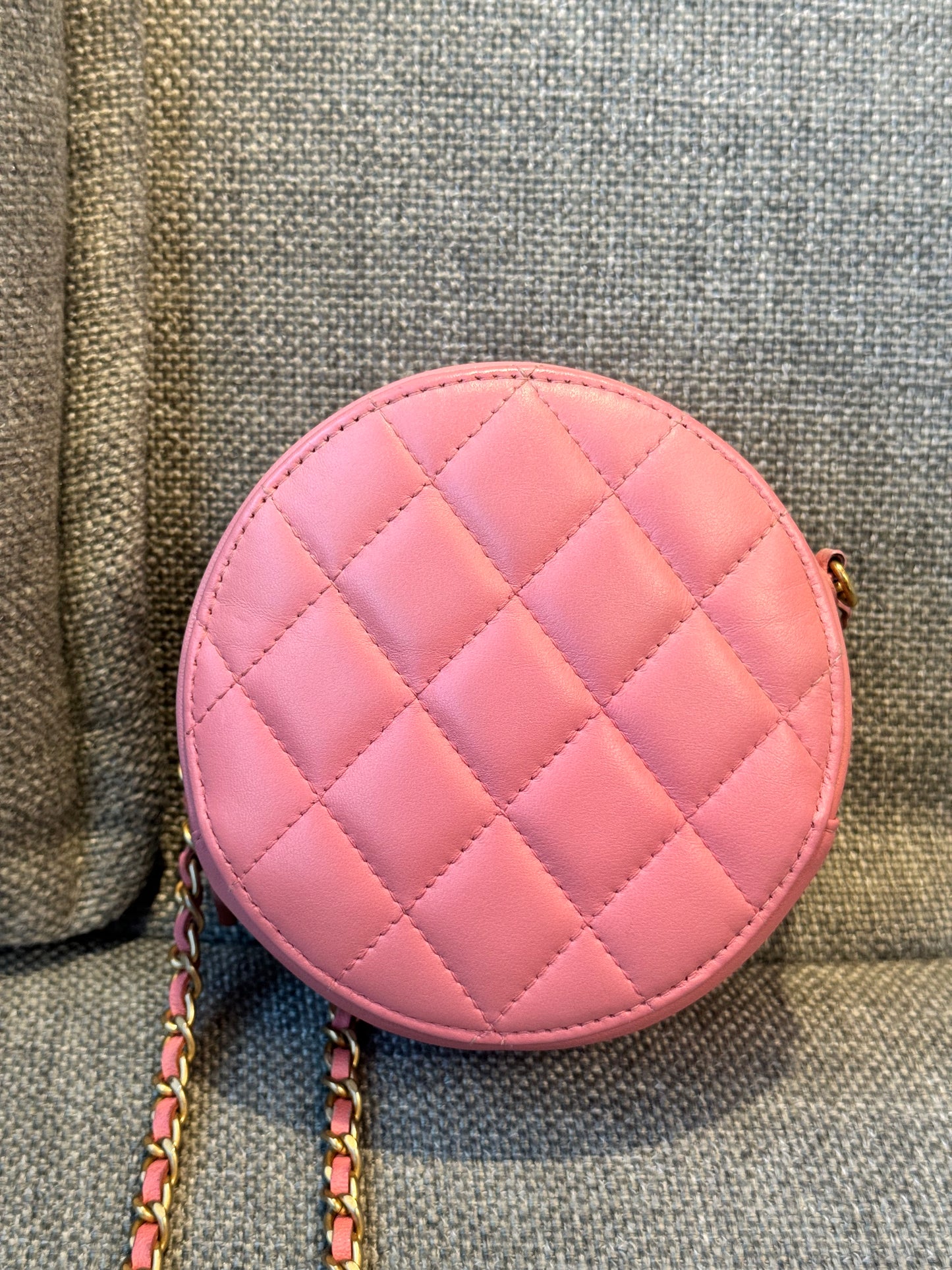 Chanel round mini Lambskin bag, pink