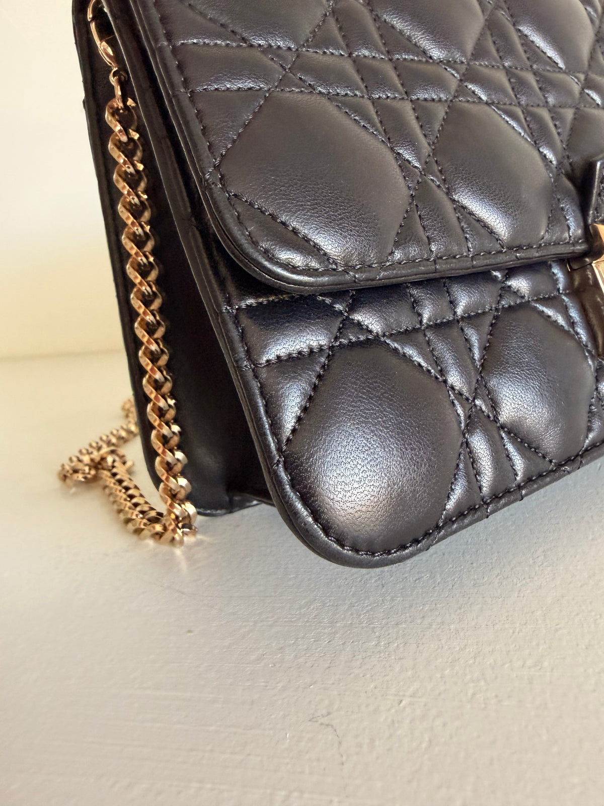 Christian Dior Black Lambskin Cannage Miss Dior Promenade Pouch