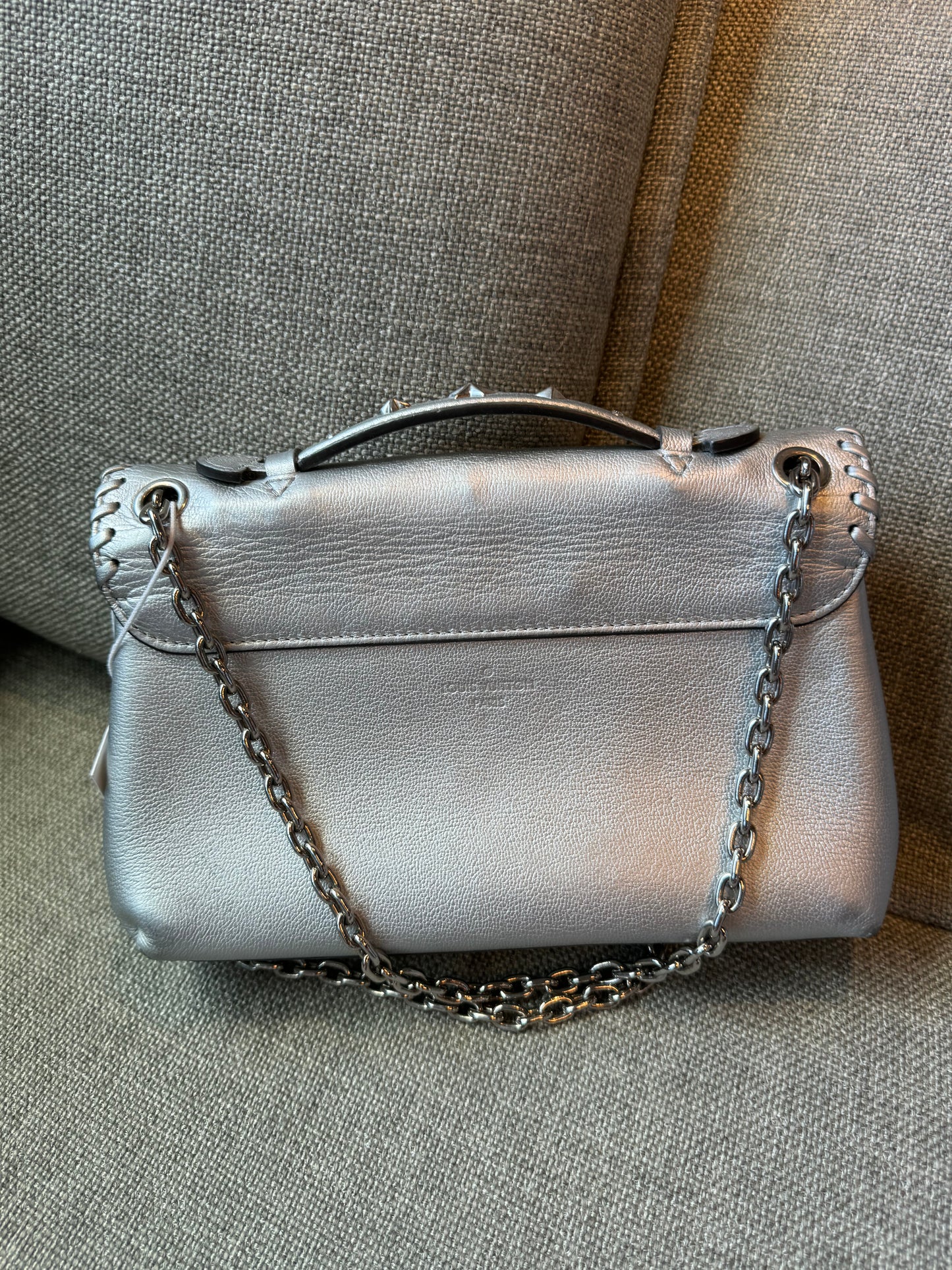 Louis Vuitton Metallic Silver Leather Braided Very Chain Bag