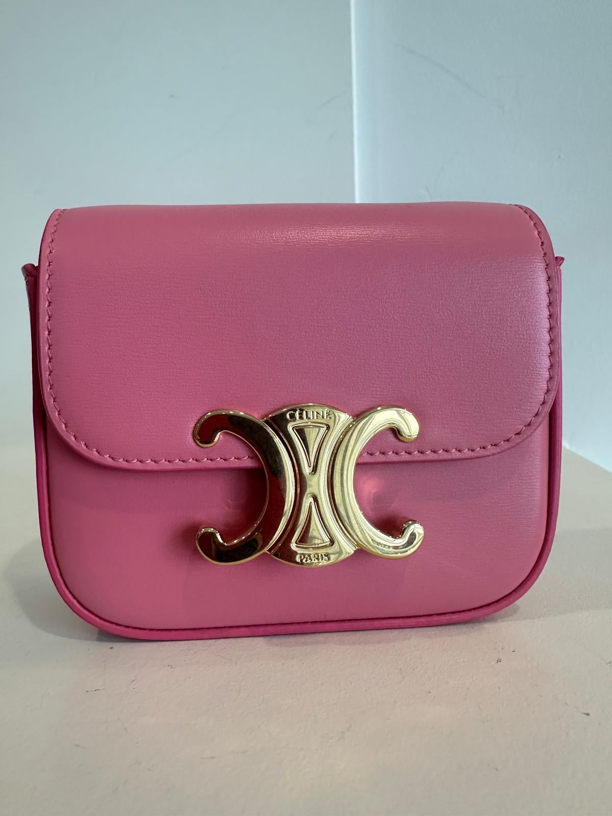 Celine Mini Claude In Shiny Calfskin, pink