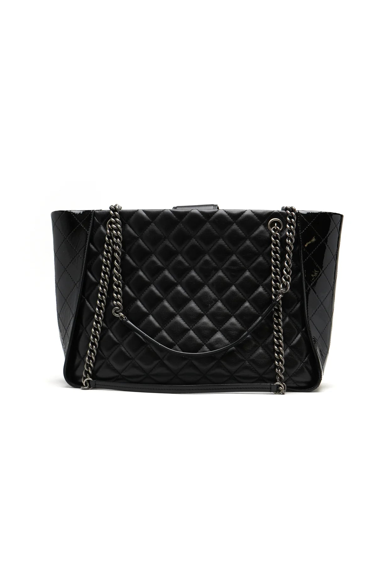 Chanel Lambskin Quilted Shopping Tote Black