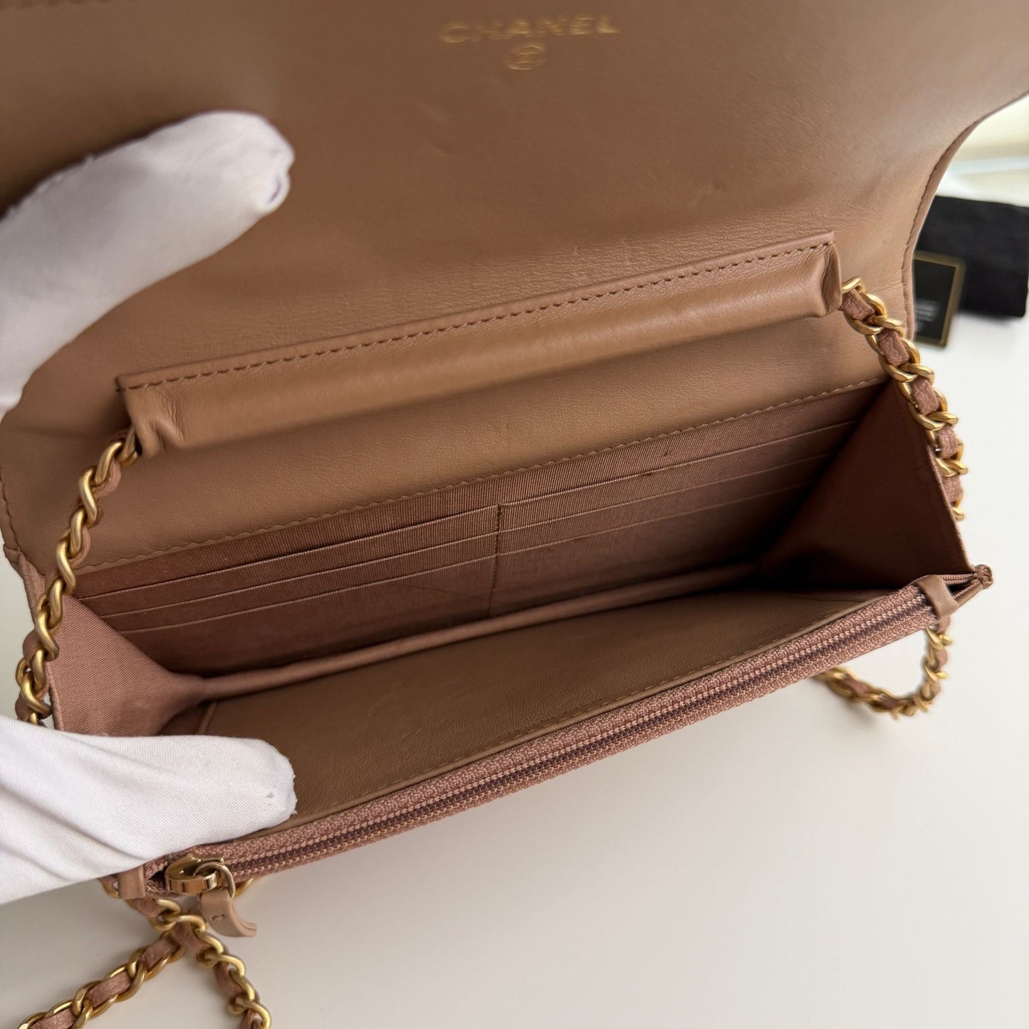 Chanel Dark Beige Boy Caviar WOC